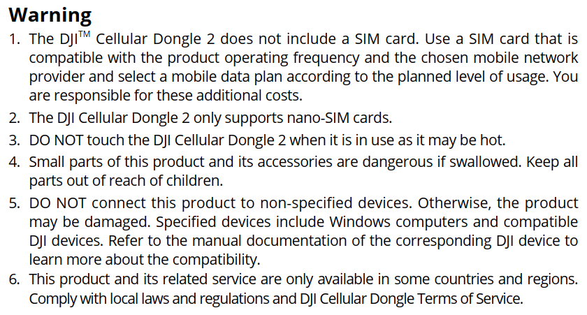 For DJI Cellular Dongle 2 (TD-LTE USB Modem)