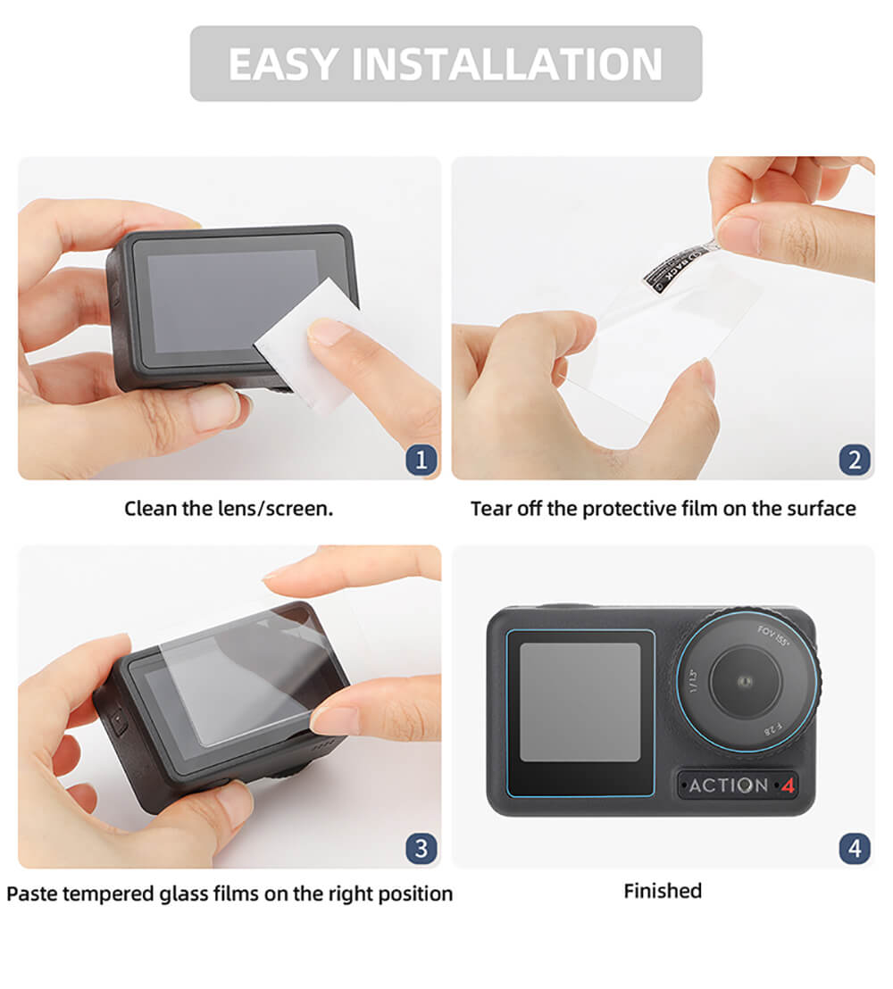 2 Pack of Screens&Lens Protective Film Replacement for OSMO Action 4