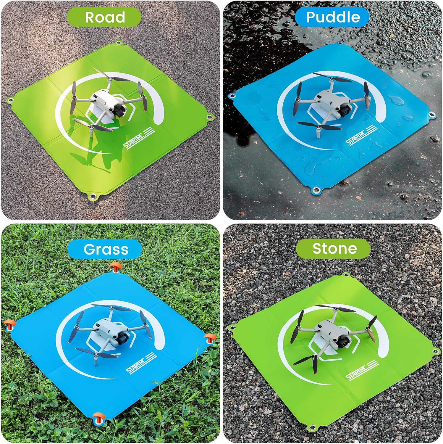 Drone Landing Pad, Universal Waterproof Portable Fast-Foldable Helipad for Mini 5 Pro/4/3/2 SE/4K/DJI Neo/Flip/Mavic 3/RC Quadcopters (Sky blue-green, 22-inch/55cm) - ScrubMarter