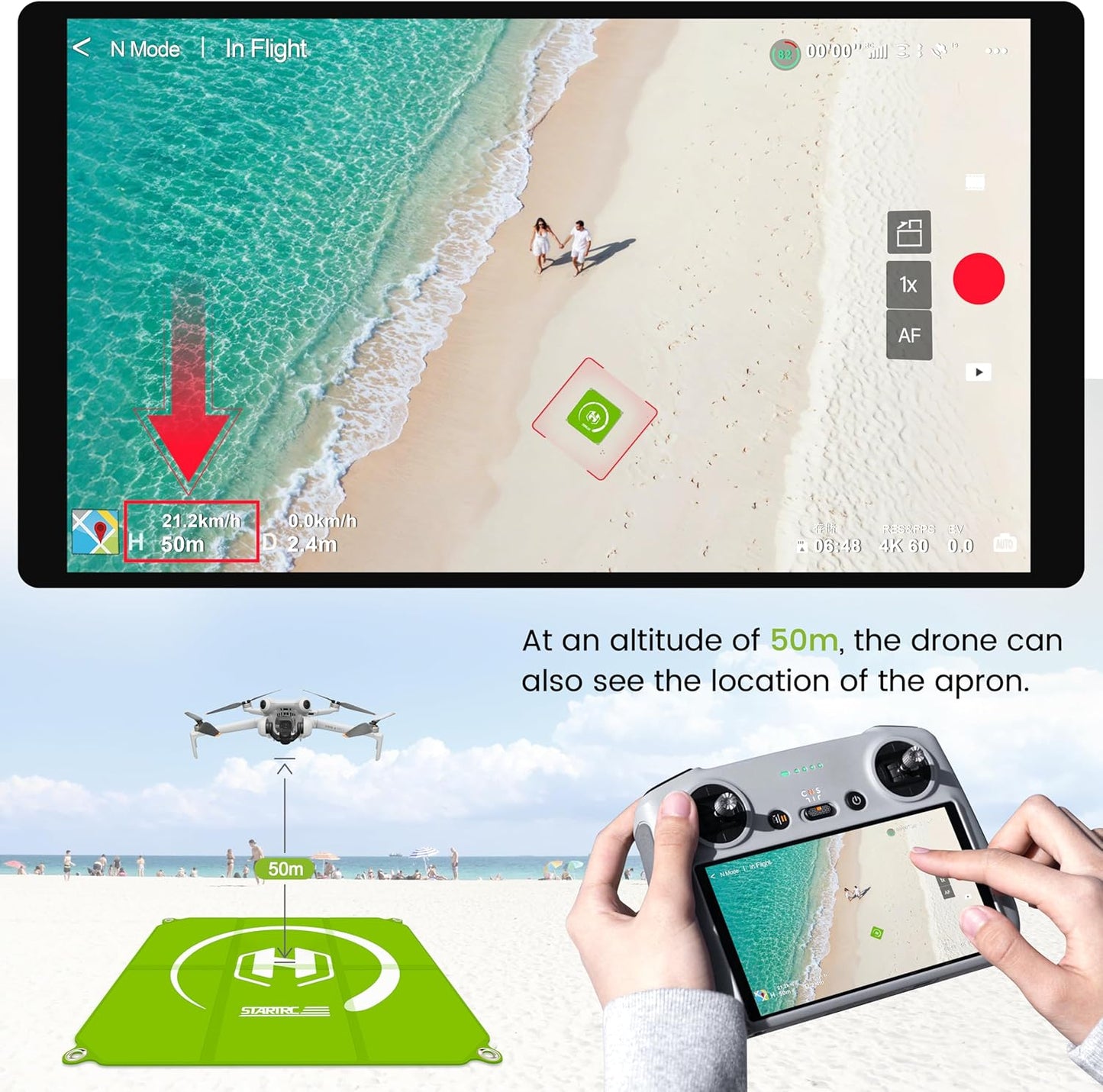 Drone Landing Pad, Universal Waterproof Portable Fast-Foldable Helipad for Mini 5 Pro/4/3/2 SE/4K/DJI Neo/Flip/Mavic 3/RC Quadcopters (Sky blue-green, 22-inch/55cm) - ScrubMarter