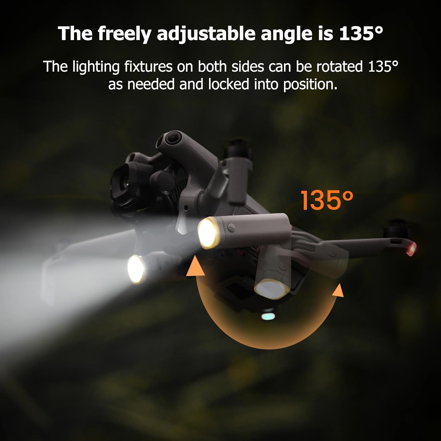 LED Night Flight Assist Light for DJI Mini 5 Pro, Dual Detachable Searchlight with Emergency Flashing Modes, USB Rechargeable Drone Navigation Headlight - ScrubMarter