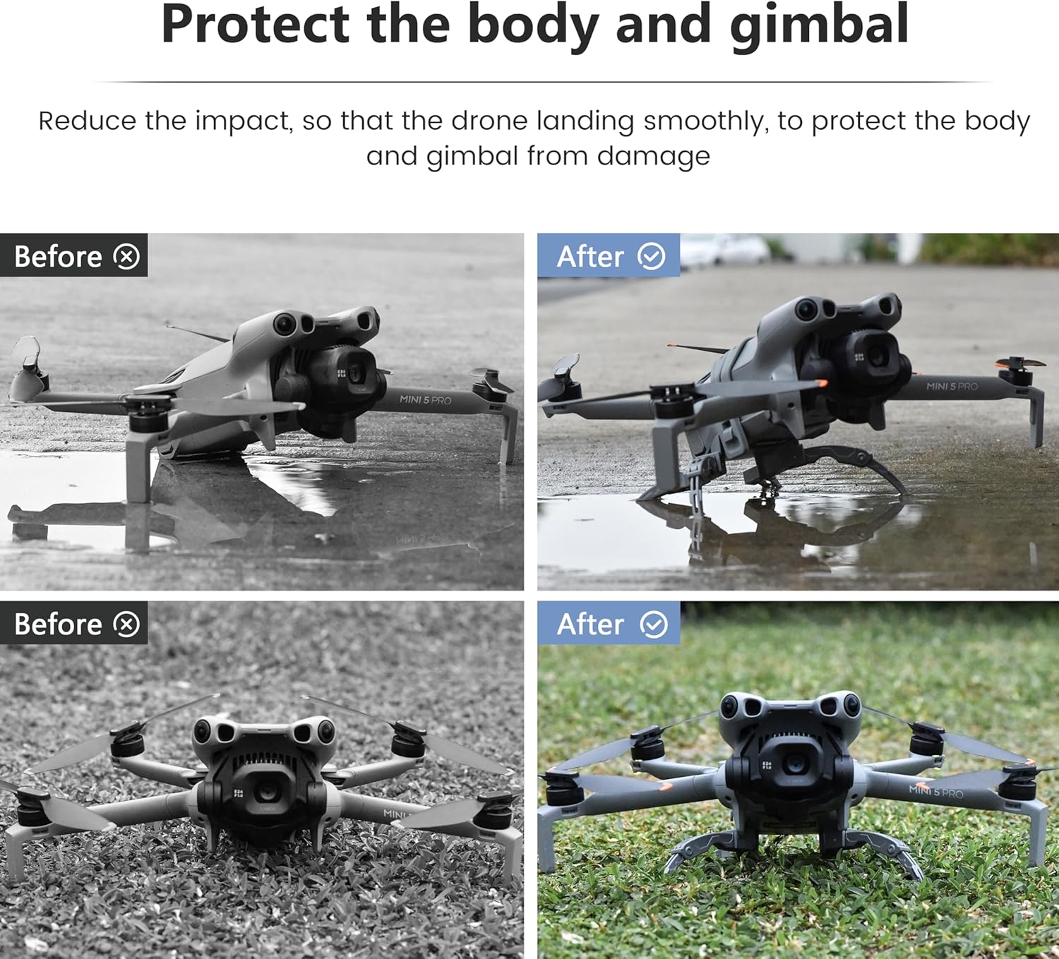 Landing Gear for DJI Mini 5 Pro, Foldable Extended Landing Legs, Quick Release Drone Protector, Lightweight Heightened - ScrubMarter
