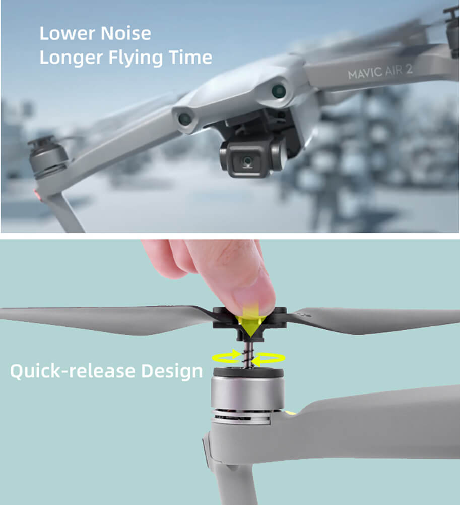 2 Pairs of 7238F Low Noise Propellers Replacement for Mavic Air 2/2S