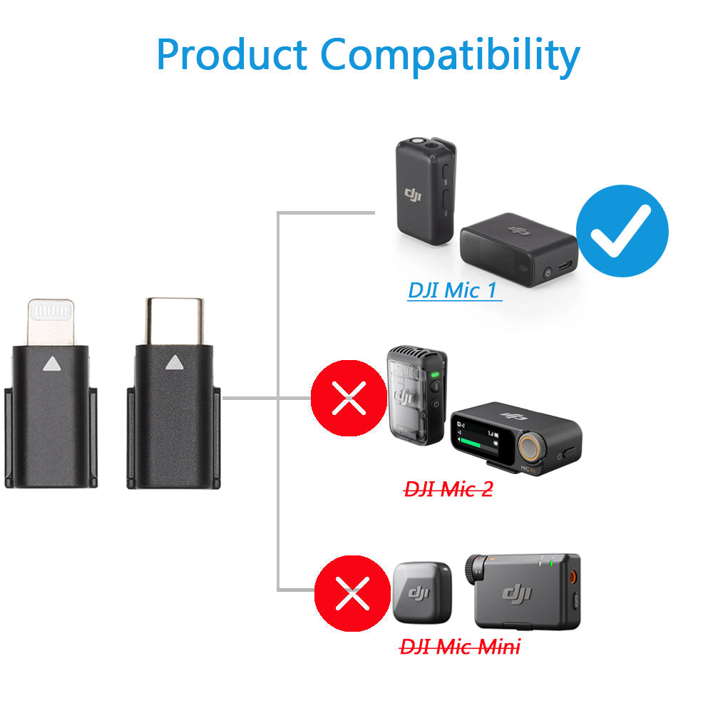 Lightning/Type-C Phone Adapter Replacement for DJI Mic 1st Gen