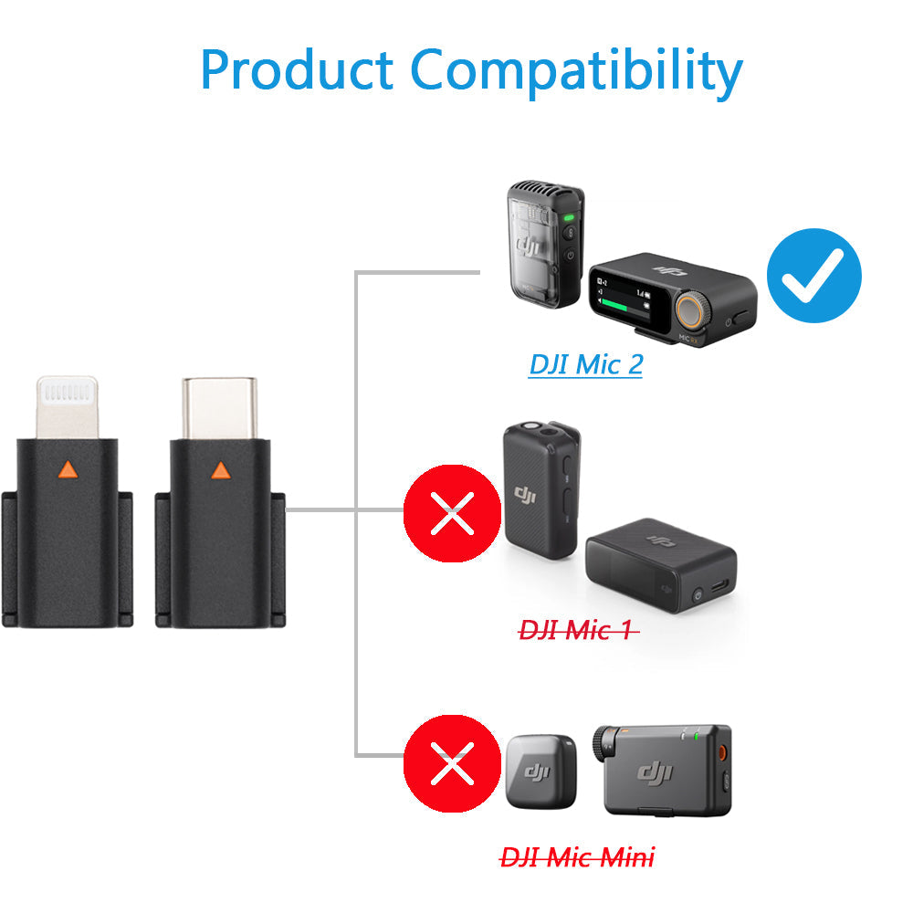 Lightning/Type-C Phone Adapter Replacement for DJI Mic 2