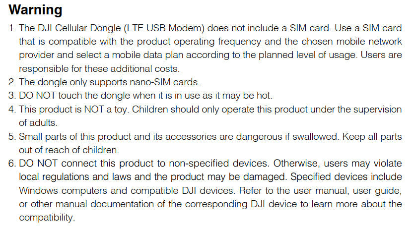 For DJI 4G Cellular Dongle (LTE USB Modem)