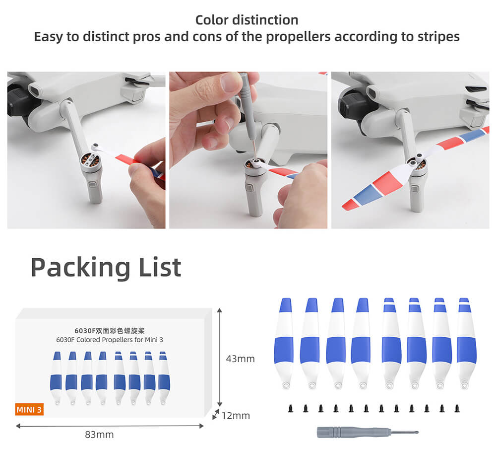 Colored Propellers Replacement for DJI Mini 3