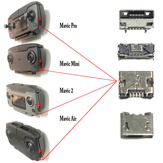 5 pcs RC USB Charging Ports Replacement for the RC of Mavic 2, Mavic Pro, Mavic Air, Mavic Mini, Spark