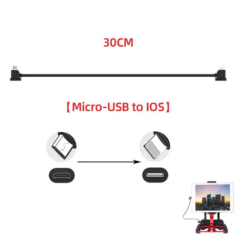 2 pcs 12CM/30CM Phone/Tablet Cable Replacement for the RC of Mavic 2/Mavic Pro/Mavic Air/Mavic Mini/Spark
